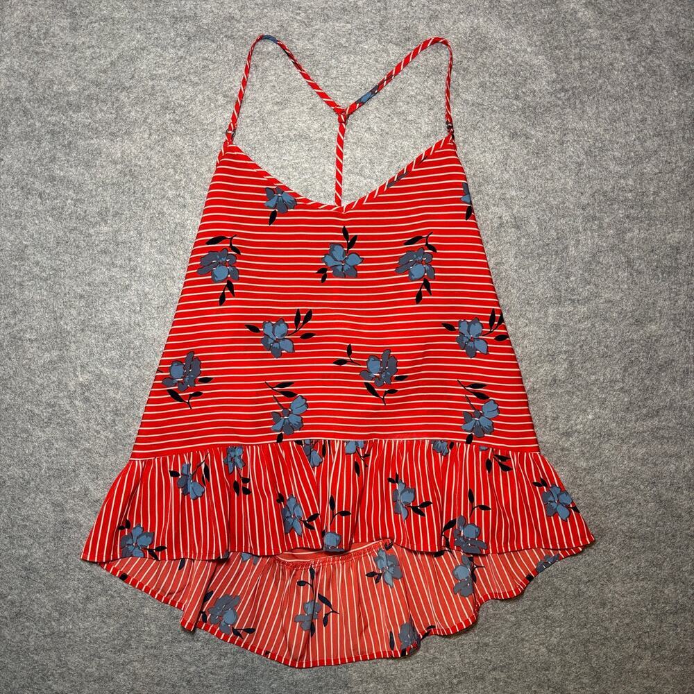 Abercrombie & Fitch Women XS Halter Top Floral Striped Red White